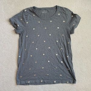 J Crew Collector Tee Metallic Heart Tee